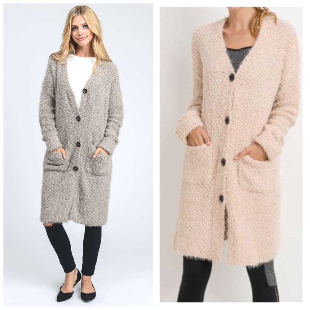 Bottom-Down Double Pocket Long Cardigan